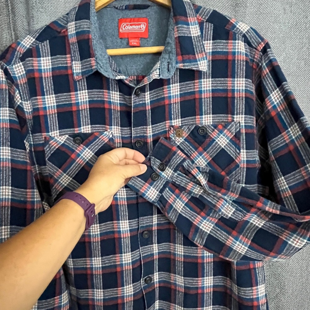Coleman Men's Sz XXL Flannel Button Up Shirt Plaid‎ Outdoor Camping Workwear - Picture 5 of 9